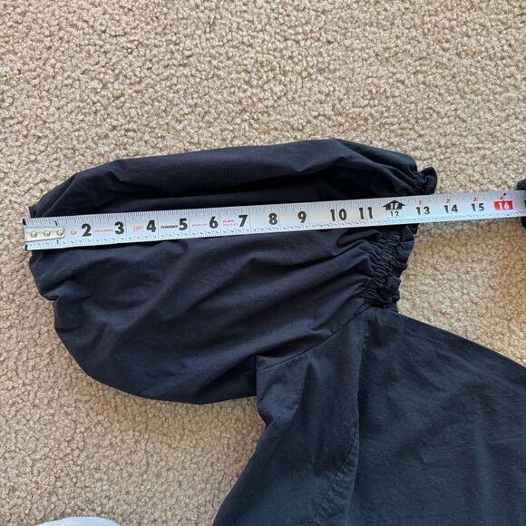 Jason Wu Square Neck Puff Sleeve Cropped Blouse Black S - Picture 7 of 12